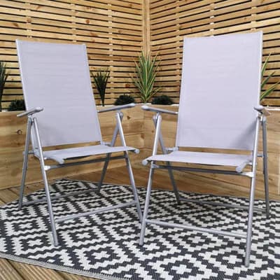 Samuel Alexander Set Of 2 Outdoor Garden Patio Multi Position Reclining Folding Chair In Grey