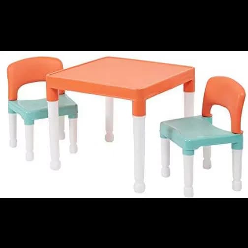 Liberty House Toys Kids Table & 2 Chair Set Turquoise/Orange