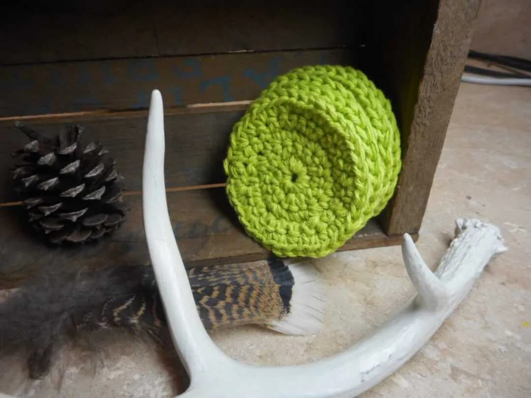 Baby Cotton Crocheted Round Facial Wash Cloth. Handmade Lime Green // Set Of 5 Face Cloths. Shower Gift Idea…