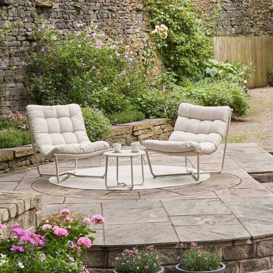 Pacific Lifestyle Clermont Metal Garden Bistro Set, 2 Seater, Putty