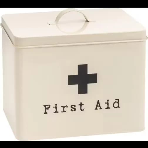 Harbour Housewares First Aid Box Empty Emergency Medical Survival Kit Storage Case 2 Tier Cream