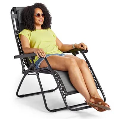 Vonhaus Zero Gravity Chairs Set Of 2, Grey Reclining Sun Loungers For Garden, Padded Folding Garden Chairs, Removable…