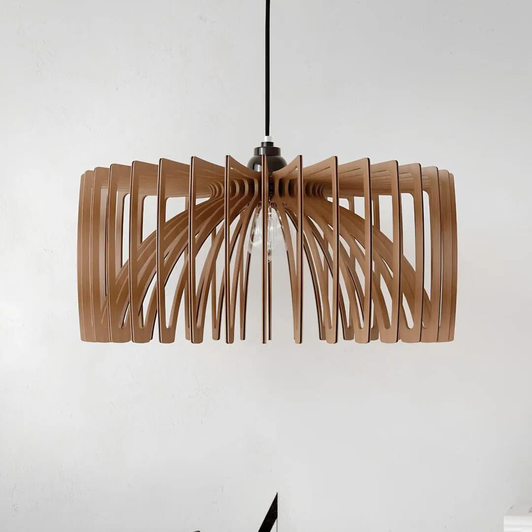 Wood Light Fixture, Pendant Lamp, Wooden Lampshade, Nordic Design, Ceiling Light, Mid Century Modern, Kitchen Island,…