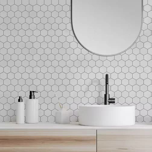 Arthouse ArtiFIX White Hexagon Sticky Back Wall Tile 5 Pack 30.5x30.5cm