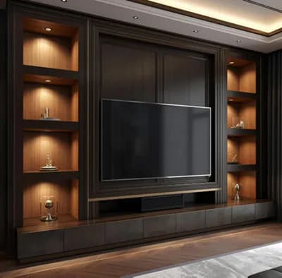 Plug & Play 8 Light Media Wall Led Lighting Kit Wifi & Remote Dimmer Controlled 3000K Warm White Black Finish