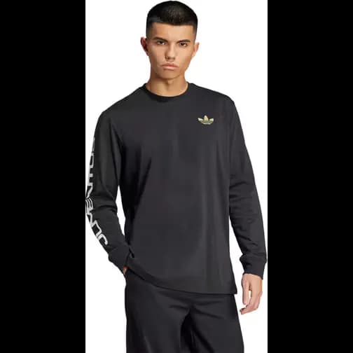 adidas Juventus Long Sleeve Graphic T-Shirt Black Dark Football Gold M