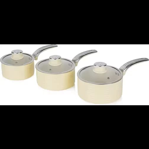 Swan Retro Cream Cookware Set with lid 3 Parts