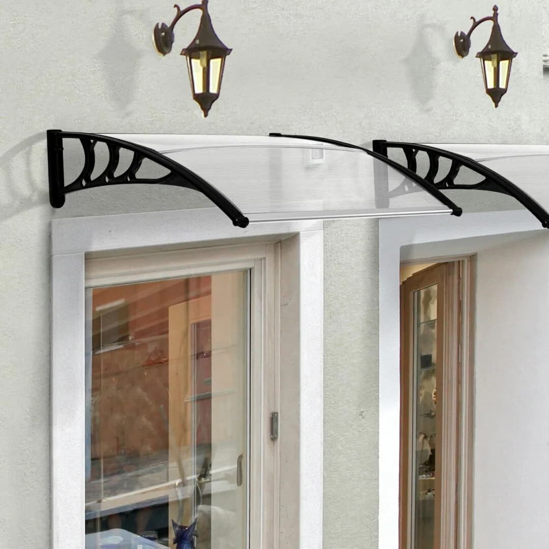 Rackhams Outdoor Window Door Canopy with Awning Porch UV Water Cover Brown - White - 75cm x 120cm x 23cm