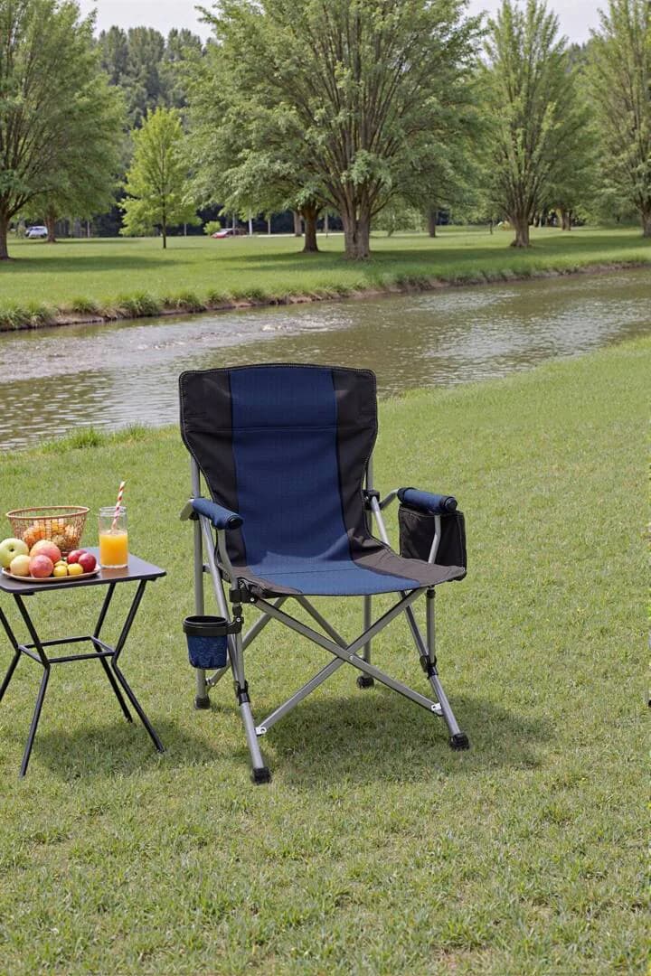 Garden Sanctuary Outdoor Portable Folding Camping Chair in Blue