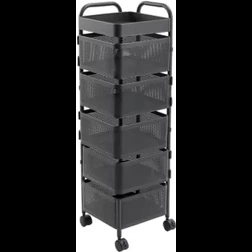 Living and Home 5-Tier Black Kitchen Storage Rack With Wheels