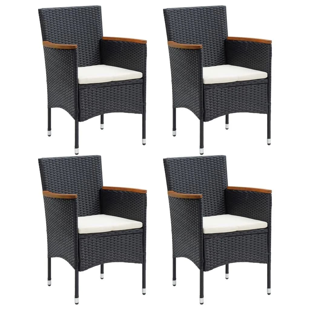 Berkfield Home Garden Dining Chairs 4 pcs Poly Rattan Black