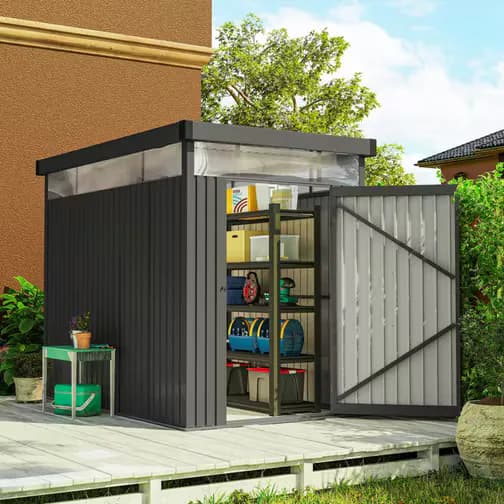 OutSunny 5.3 x 8.5ft Galvanised Steel Garden Shed (Building Area )
