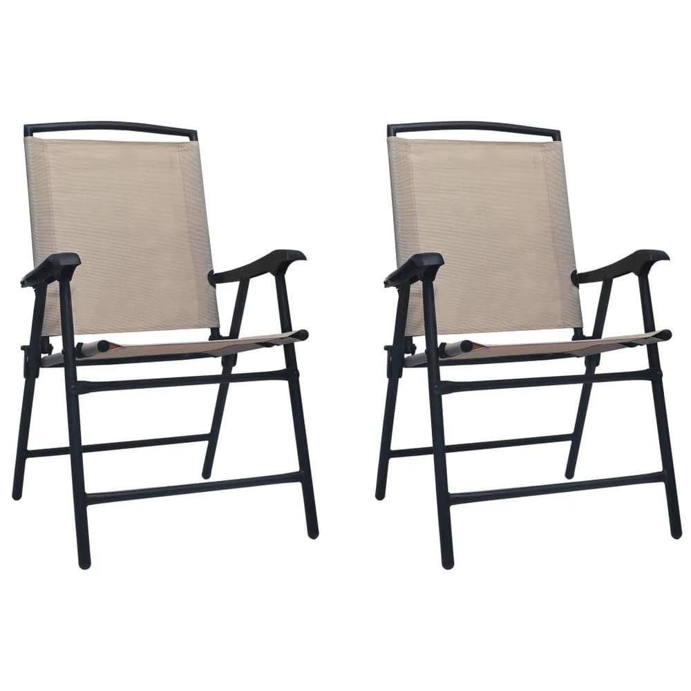 Berkfield Home Folding Garden Chairs 2 pcs Texilene Taupe in Beige