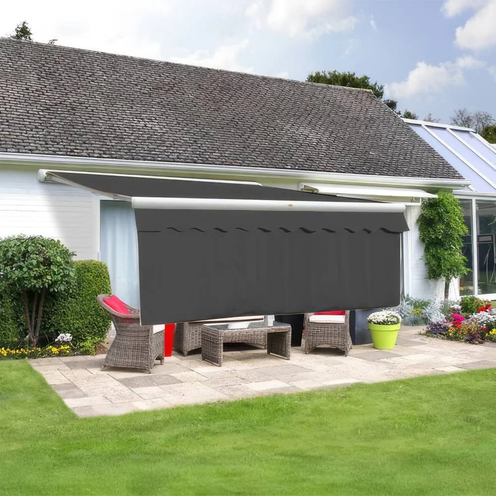 Primrose Awnings 5.0m Dropdown Front Valance In Charcoal - Size: 5m x 1m