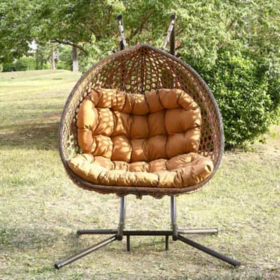 Alston Double Garden Hanging Egg Chair - Brown