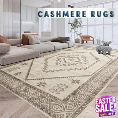 Ameha Cashmere Rug Non Slip Extra Large Area Bedroom Modern Living Room Carpet-(Radiant,240X320 Cm)