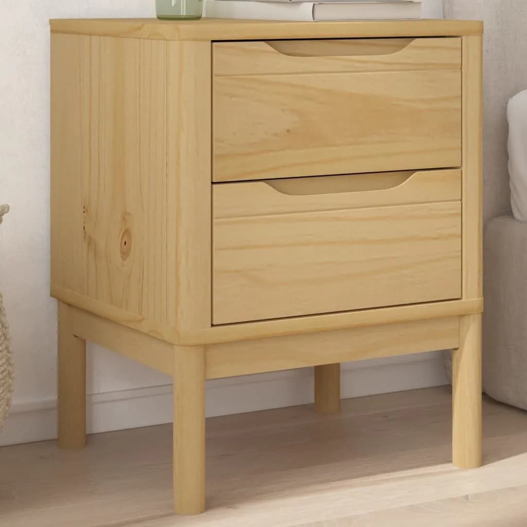 Berkfield Home Bedside Cabinet FLORO Wax Brown 45x39x57 cm Solid Wood Pine - Size: 45 x 39 x 57 cm