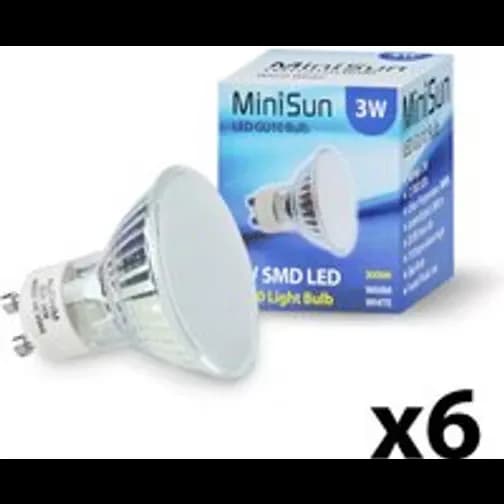 ValueLights 6 Pack GU10 White Glass Bodied Spotlight LED 3W Warm White 3000K 280lm Bulb One Size