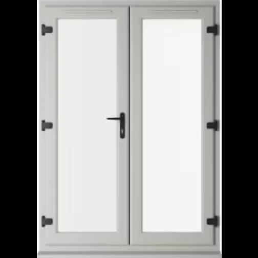 Crystal uPVC Agate Grey Left Hand Clear Double Glazed French 1490 2090 mm External Door (x)