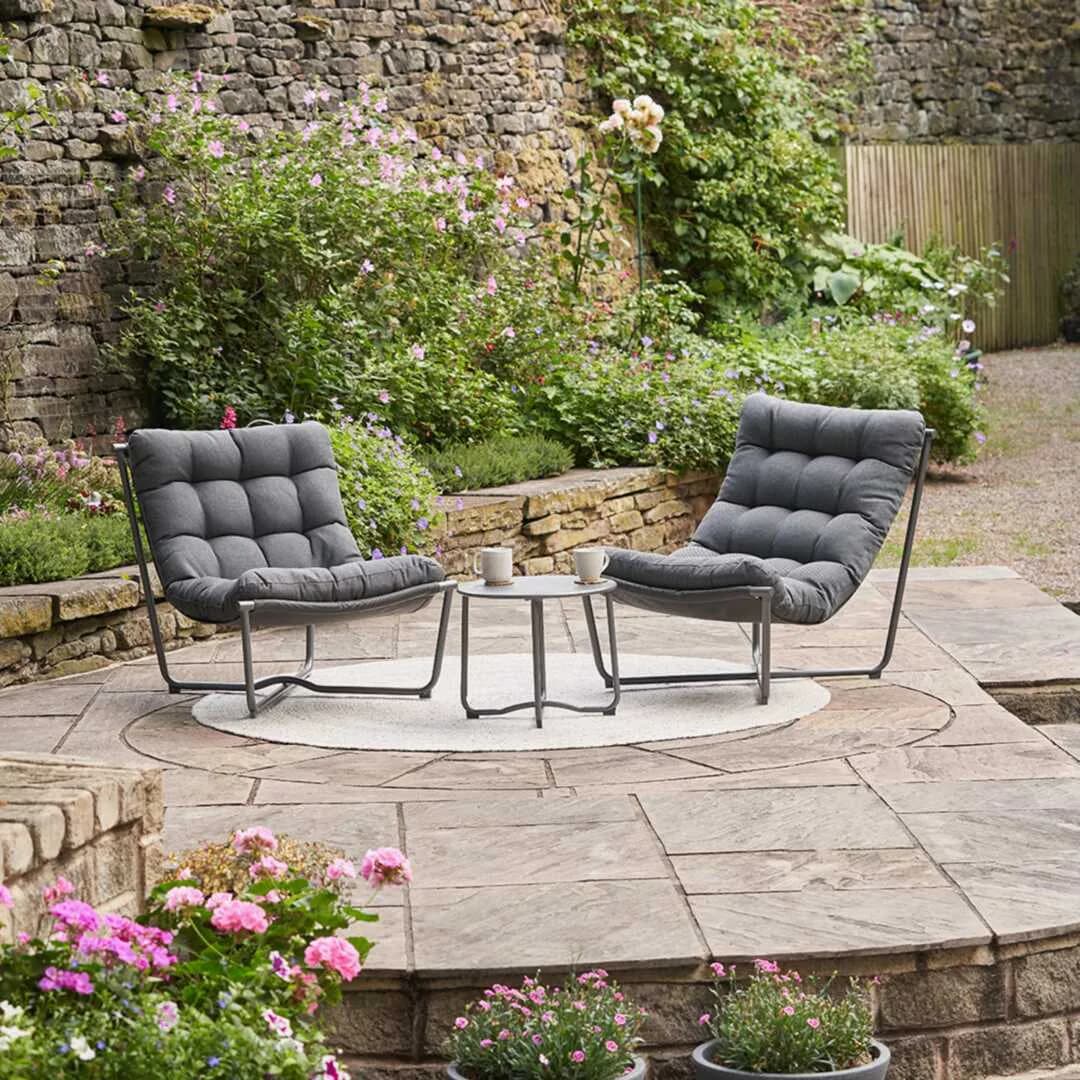 Pacific Lifestyle Clermont Metal Garden Bistro Set, 2 Seater, Grey