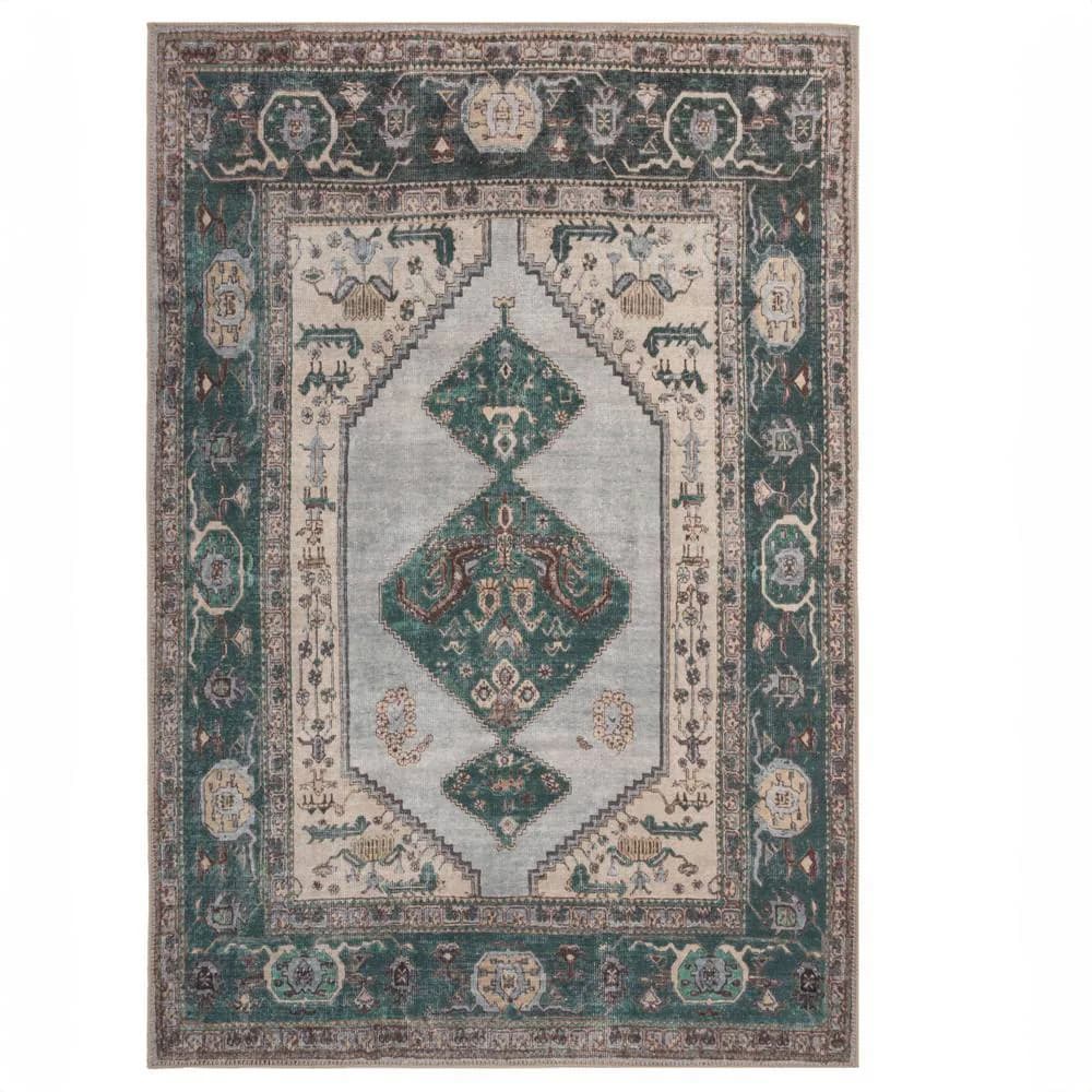 Kukoon Dark Green Traditional Flatwoven Living Room Area Rug Hallway Runner - Size: 160 cm x 230 cm