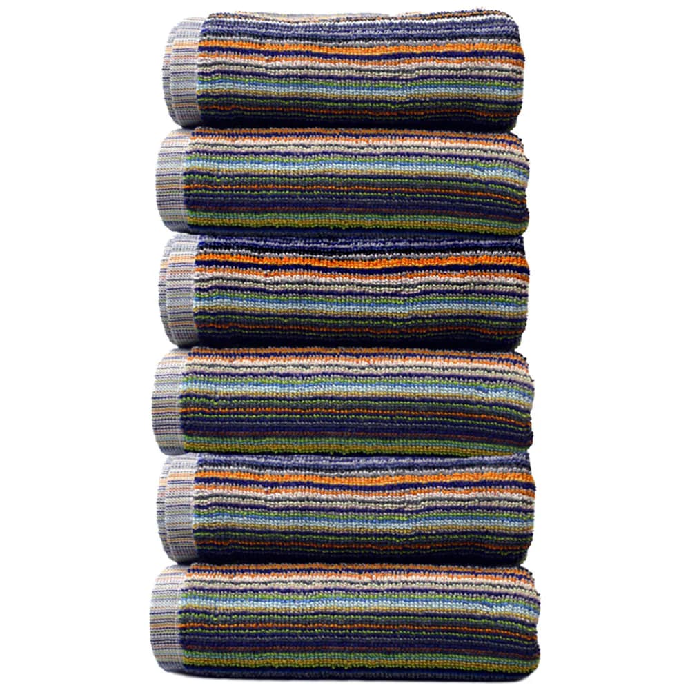 Odyssey Collection Multicolour Stripe Recycled Cotton Hand Towel 6 Pack