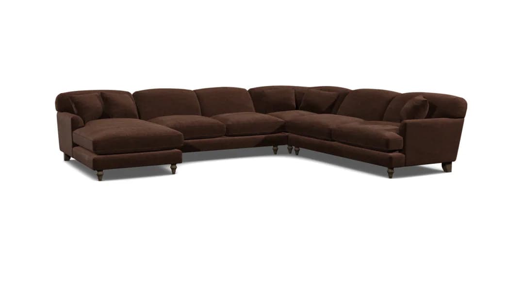Brown Velvet U Shaped Sofa - Traditional U Shape Corner Custom Sofa In Easy Clean Velvet - Galloway Range