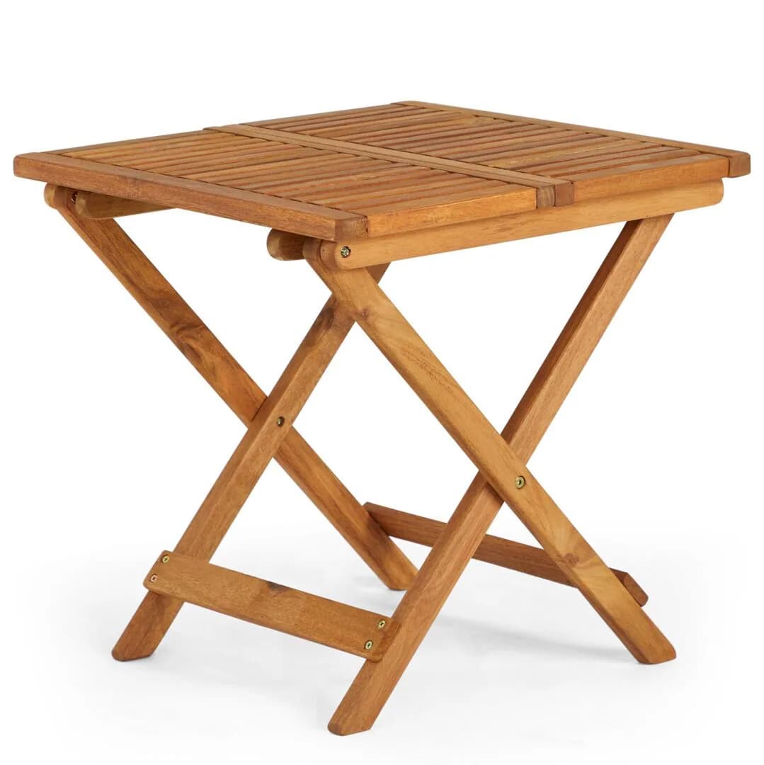 VonHaus Hudson Adirondack Acacia Hardwood Folding Garden Side Table in Natural