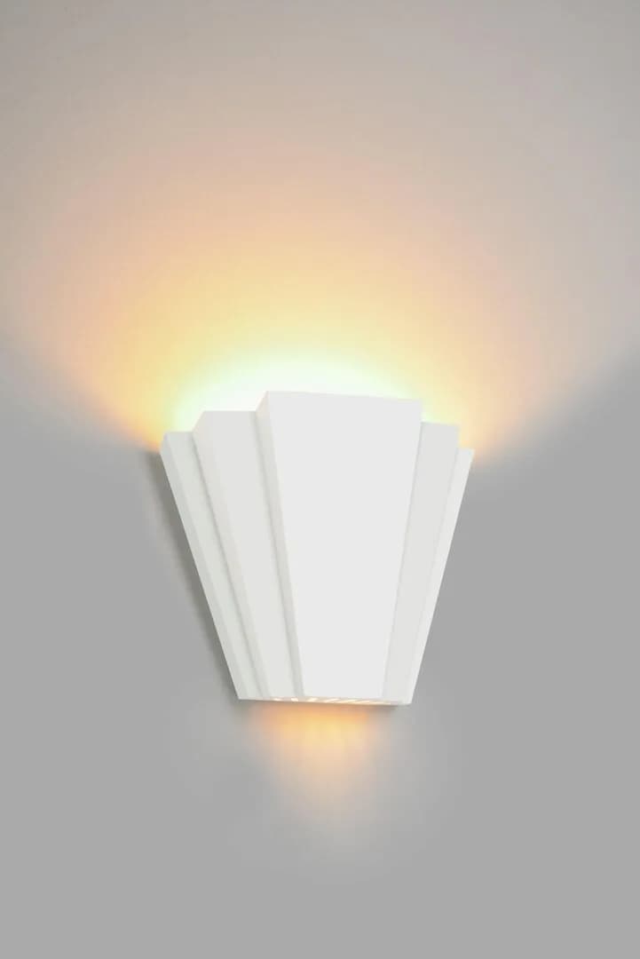 Harper Living Art Deco Up & Down Wall Light White Ceramic Finish