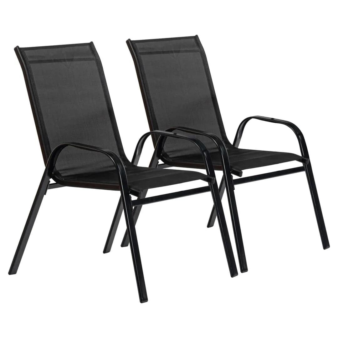 Harbour Housewares Outdoor Garden Chairs - Set of 2 Texteline Canvas Water Resistant Patio Seating Patio Furniture…