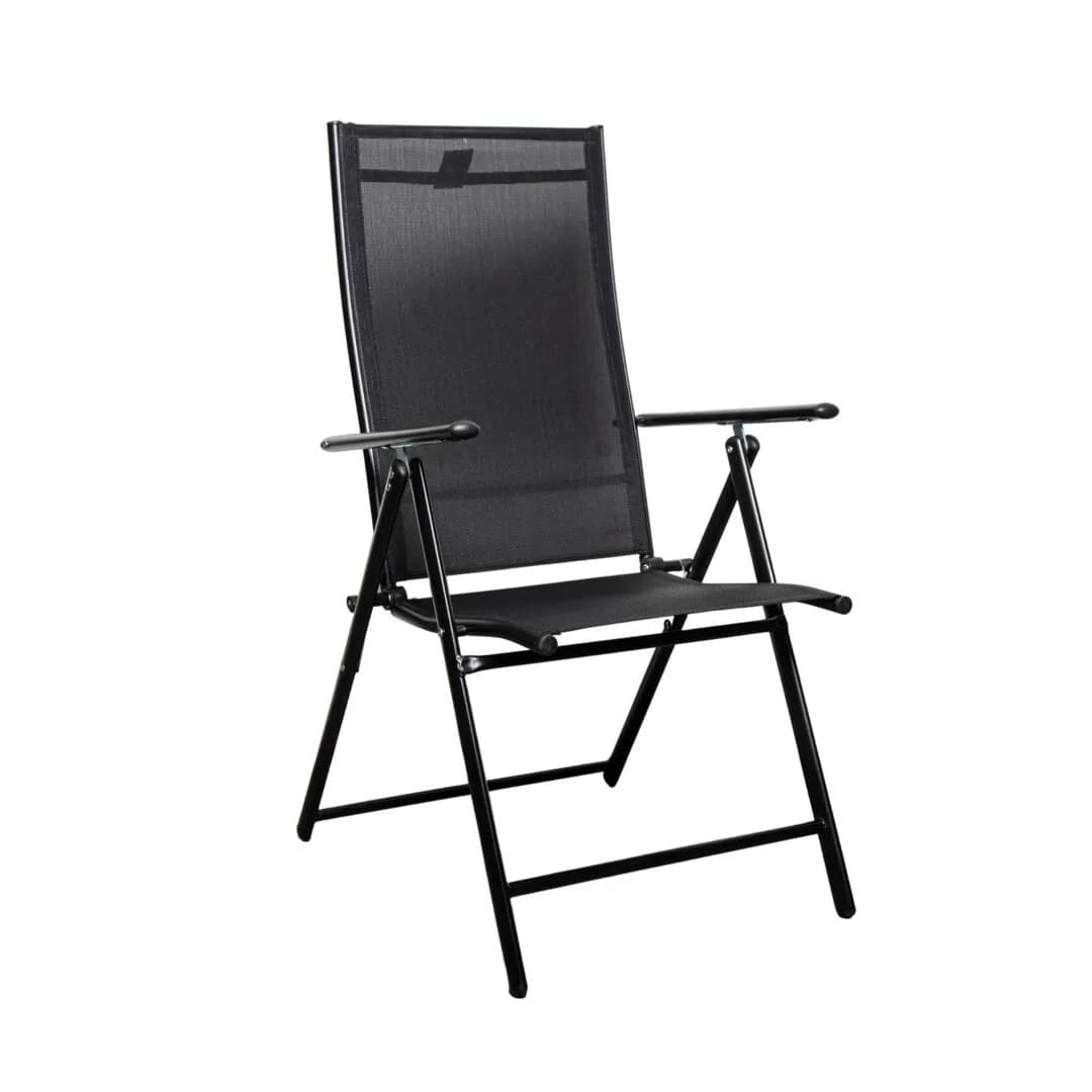 Samuel Alexander Outdoor Garden Patio Multi Position Reclining Folding Chair in Black
