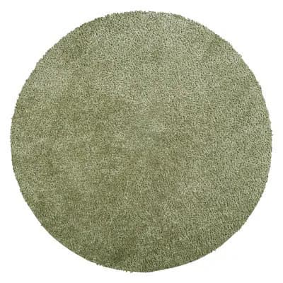 Livabliss Round Cloudy Shaggy-Solid Color Green Plush Soft Pile Living Bedroom Rug 120 X 120 Cm Easy Care, Non Shedding