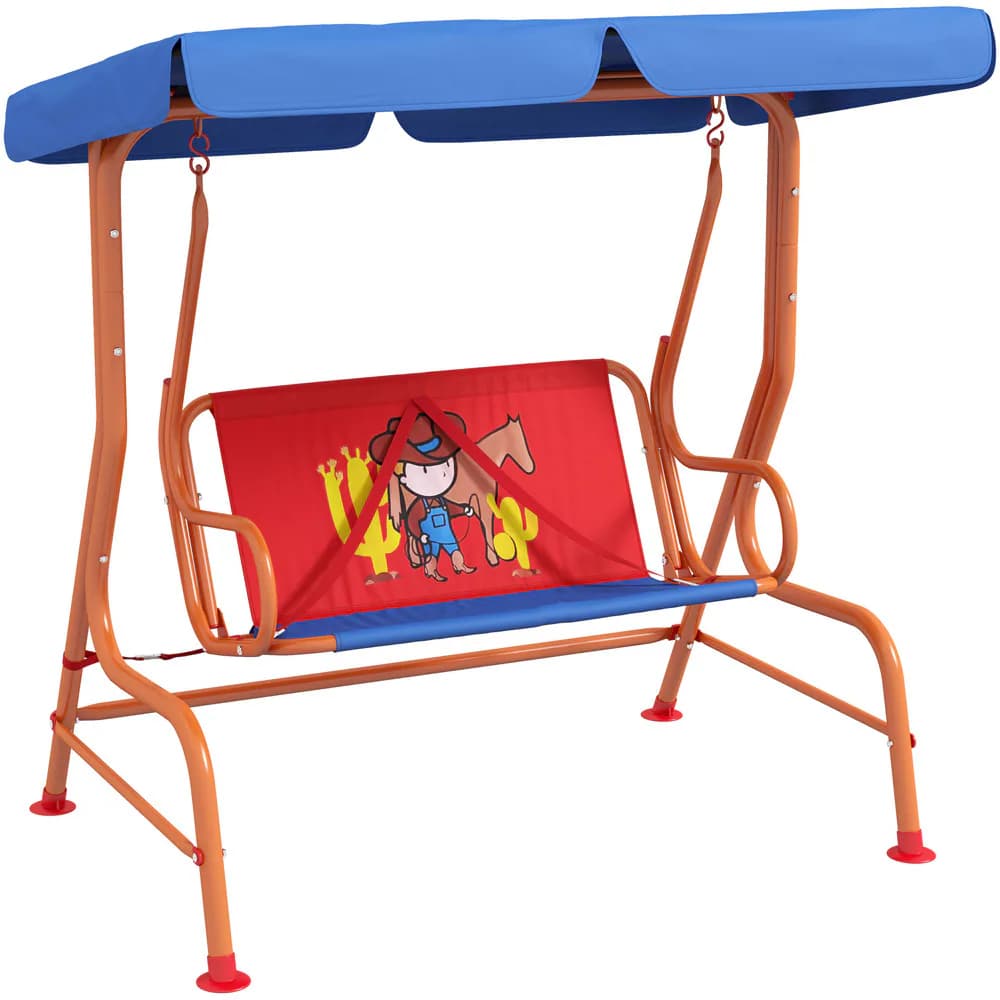 Outsunny Kids Cowboy Steel Swing Chair 39cm - Size: 2 Seater - Multi - Wilko