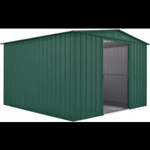 Waltons Globel 10 x 10 Apex Metal Storage Shed Sliding Doors Green (Building Area )