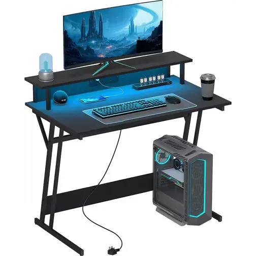 Homcom LED Gaming Desk with Power Outlets 100 x 60 cm