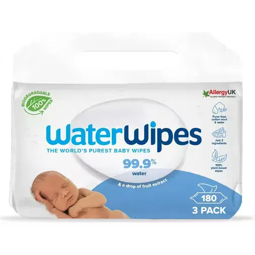 WaterWipes Plastic-Free Wet Wipes 180pcs