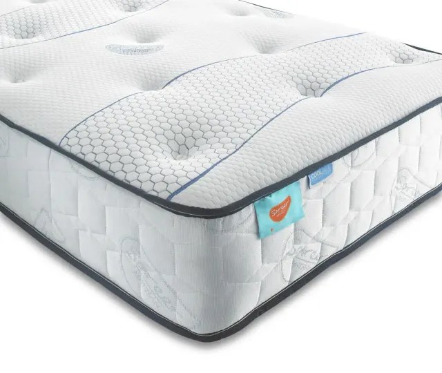 Sareer Cool Blue Pocket Sprung Memory Foam Mattress 4FT6 White Double