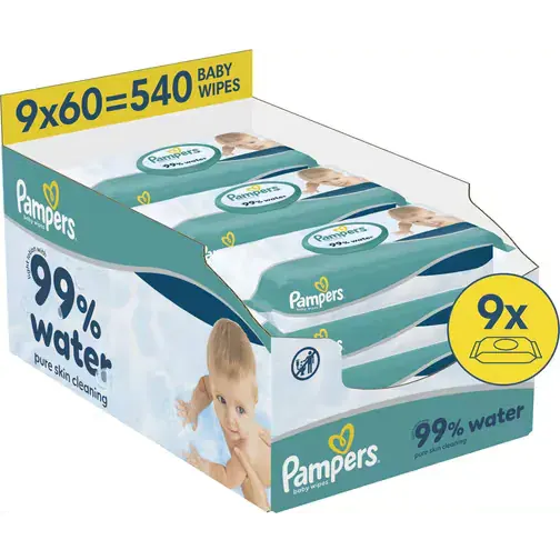 Pampers Water Baby Wipes 9x60 (540 wipes)
