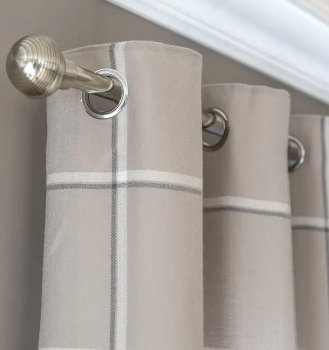 Habitat Square Check Eyelet Curtains - Natural -168x183cm