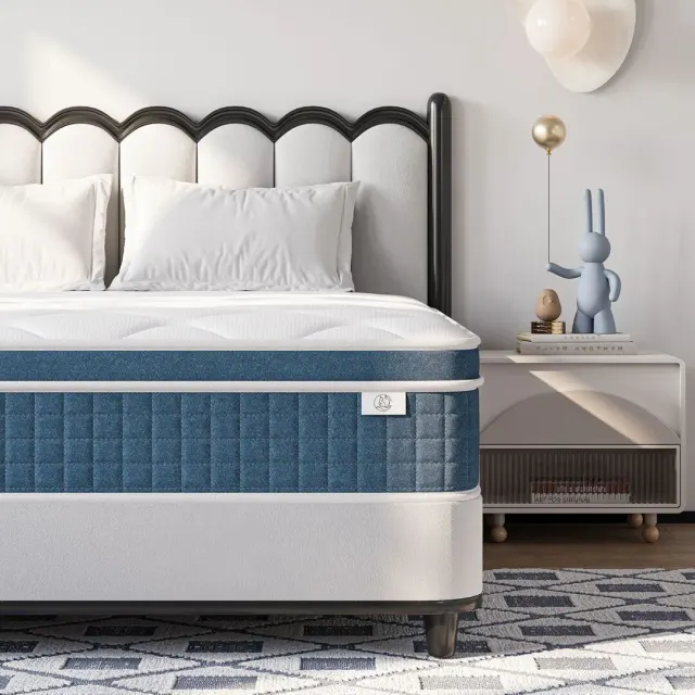 Dprodo Medium Firm Hybrid Mattress 27CM - Memory Foam & Pocket Springs in White - Size: Double