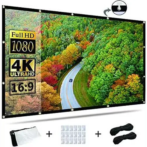 Owill 100 inch projector screen 16:9 hd foldable for home theater cinema indoor