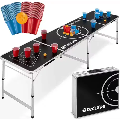 tectake Beer Pong Table Black 70 x 60 x 240 cm
