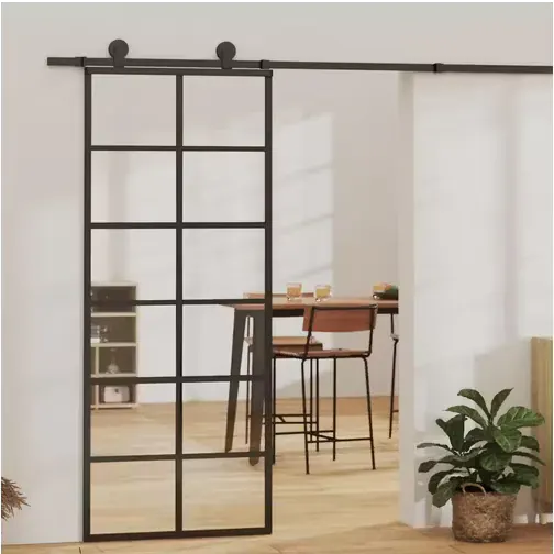 Be Basic sikkerhedsglas aluminium sort Sliding Door Clear Glass (x)