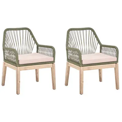 Beliani Set Of 2 Garden Chairs With Cushions Olbia Olive Green