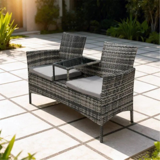 Linea Rattan Double Seat Weather Resistant Garden Bench